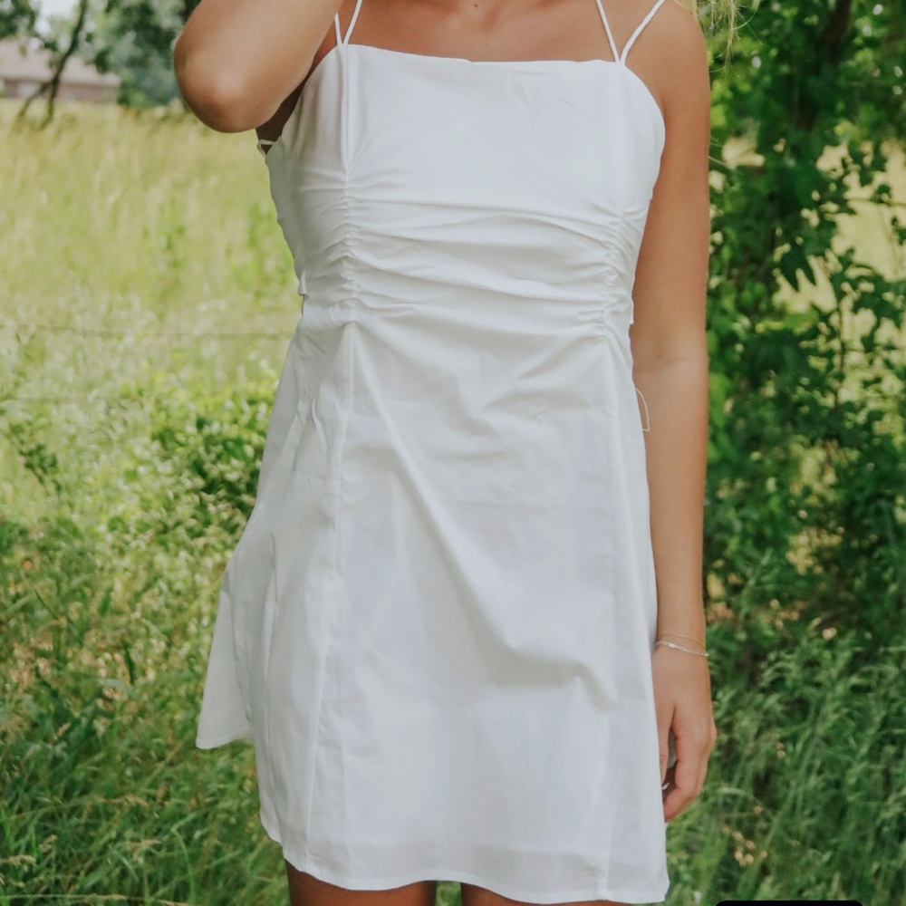Pretty Garbage Ruched Poplin Mini Dress Red - Picture 12 of 16
